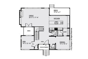 Floor Plan - Main Floor for Contemporary House Plan #1066-32 - 4 bed, 3.5 bath