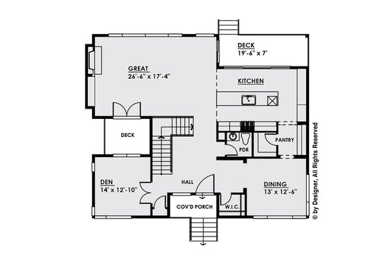 Floor Plan - Main Floor for Contemporary House Plan #1066-32 - 4 bed, 3.5 bath