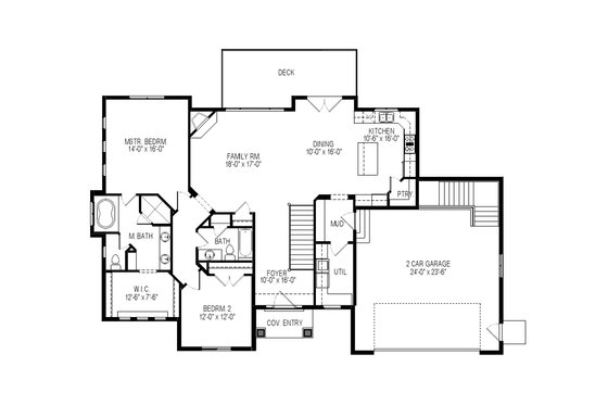 Floor Plan - Main Floor for Craftsman House Plan #920-108 - 2 bed, 2 bath