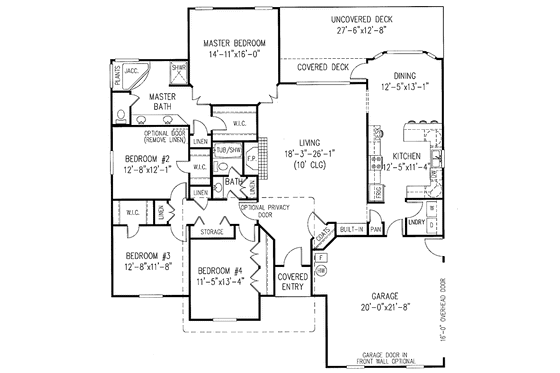 Floor Plan - Main Floor for Contemporary House Plan #11-248 - 4 bed, 2 bath