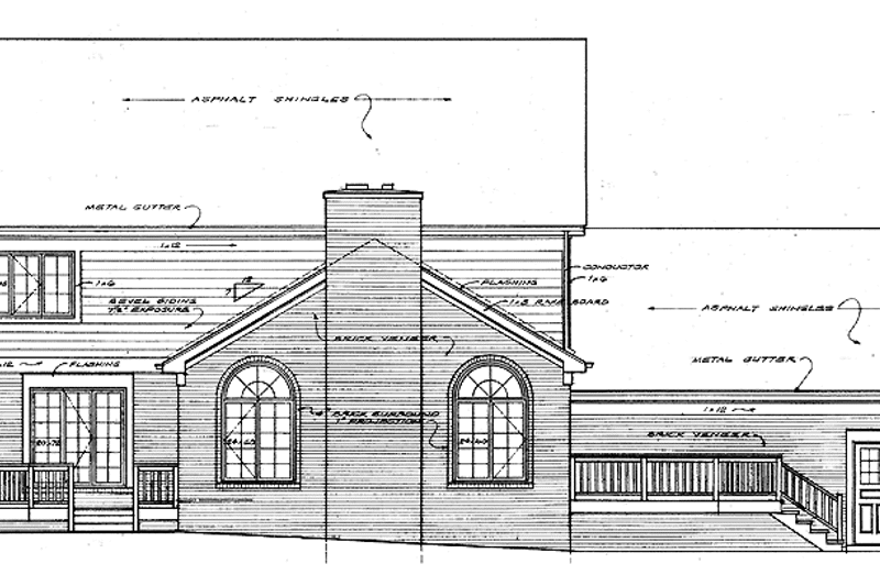 Home Plan - Exterior - Rear Elevation for Classical House Plan #72-951 - 4 bed, 2.5 bath