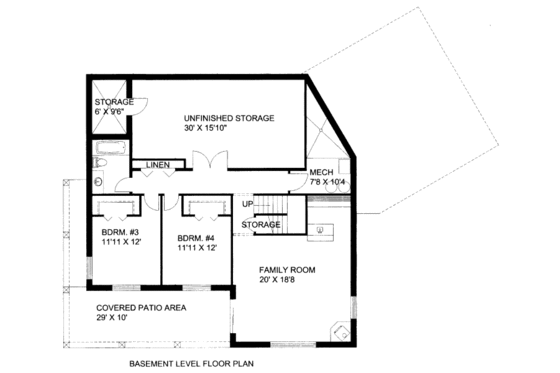 Floor Plan - Lower Floor for Bungalow House Plan #117-637 - 4 bed, 3 bath