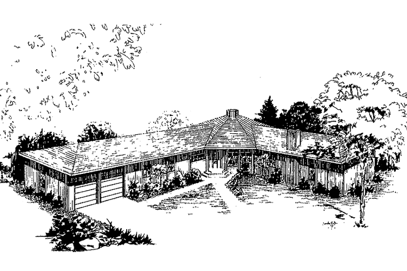 Home Plan - Exterior - Front Elevation 3 for Contemporary House Plan #60-917 - 3 bed, 2 bath