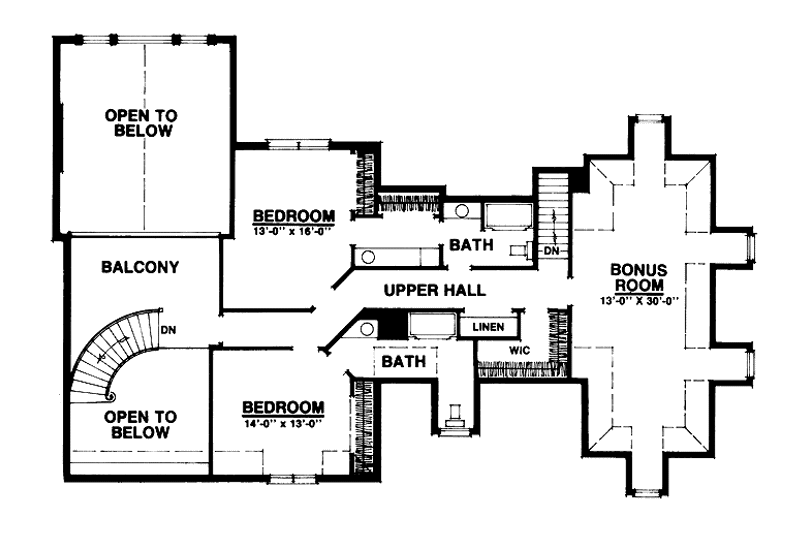 House Blueprint - Floor Plan - Upper Floor for Country House Plan #1016-17 - 3 bed, 3 bath