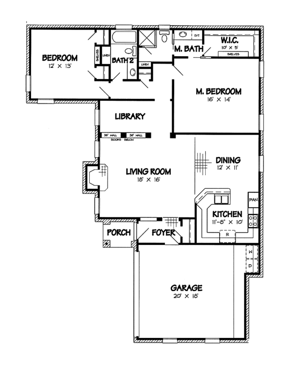 House Design - Country Floor Plan - Main Floor Plan #968-2