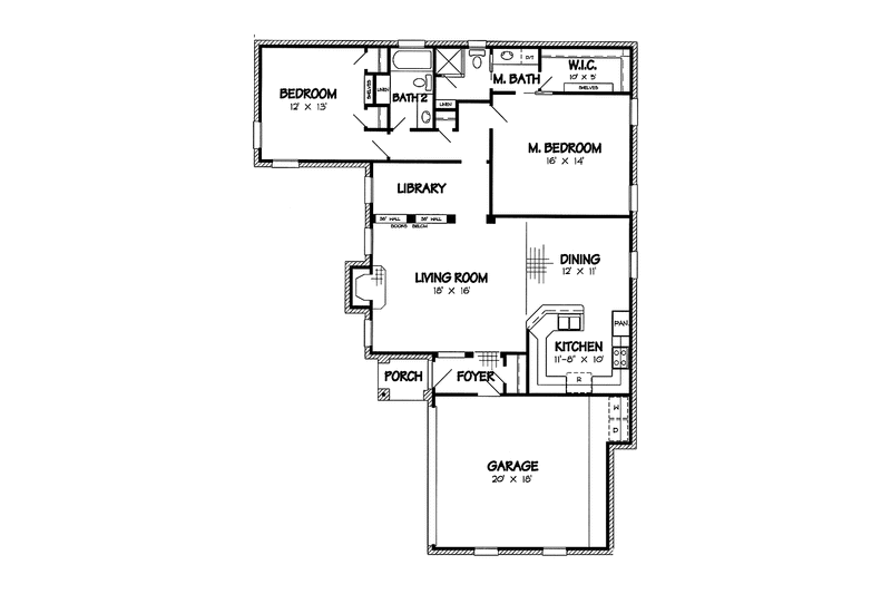 Dream House Plan - Floor Plan - Main Floor for Country House Plan #968-2 - 2 bed, 2 bath