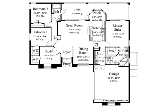 Floor Plan - Main Floor for Mediterranean House Plan #930-299 - 3 bed, 2 bath