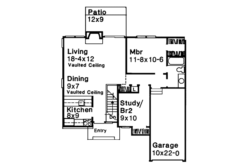 Home Plan - Floor Plan - Main Floor for Contemporary House Plan #320-663 - 1 bed, 1 bath
