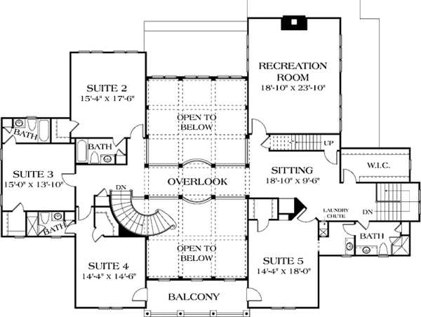 House Blueprint - Mediterranean Floor Plan - Upper Floor Plan #453-598