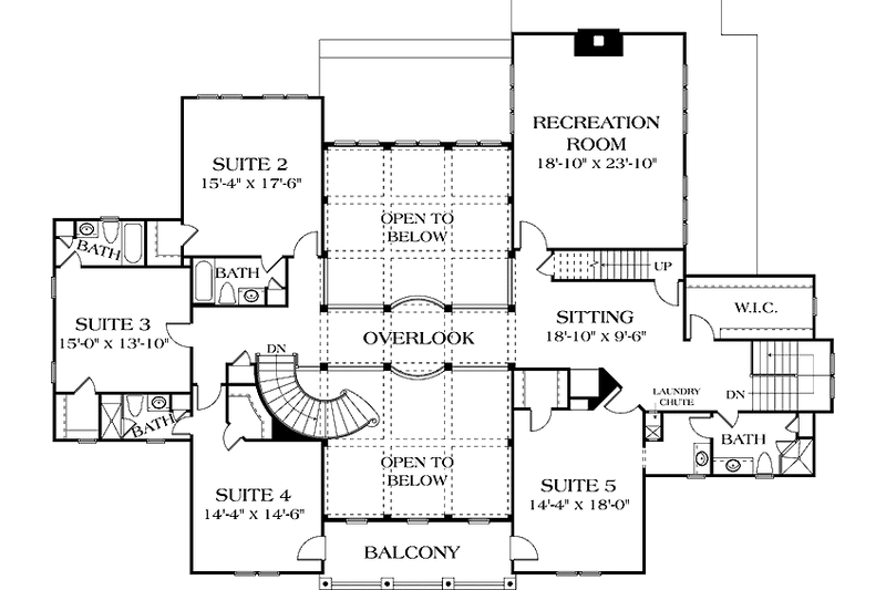 Dream House Plan - Floor Plan - Upper Floor for Mediterranean House Plan #453-598 - 5 bed, 5.5 bath