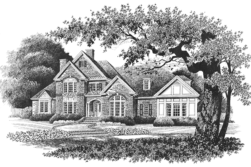 Home Plan - Exterior - Front Elevation 3 for European House Plan #429-193 - 4 bed, 3.5 bath