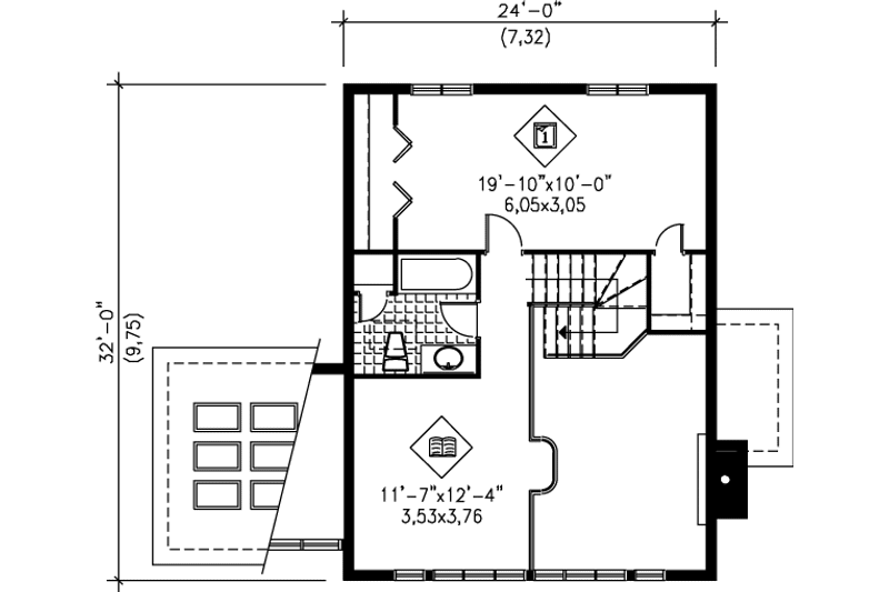 House Plan Design - Floor Plan - Upper Floor for Modern House Plan #25-2287 - 2 bed, 2 bath