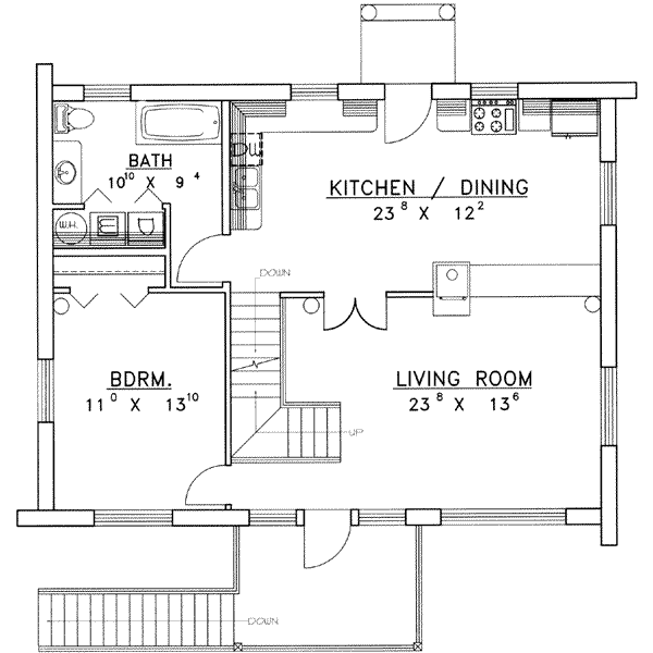 House Design - Log Floor Plan - Main Floor Plan #117-414