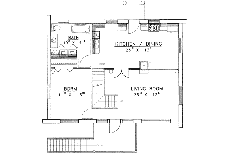 Home Plan - Floor Plan - Main Floor for Log House Plan #117-414 - 1 bed, 1 bath