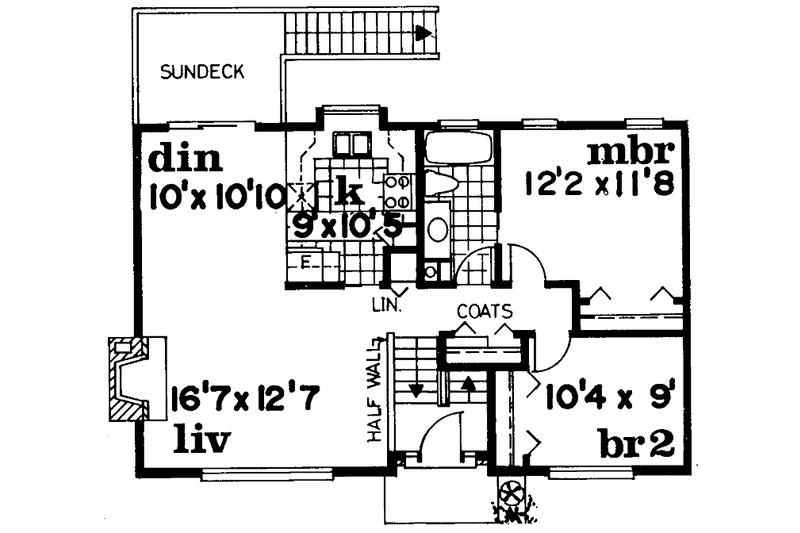 Dream House Plan - Floor Plan - Main Floor for Contemporary House Plan #47-709 - 3 bed, 2 bath