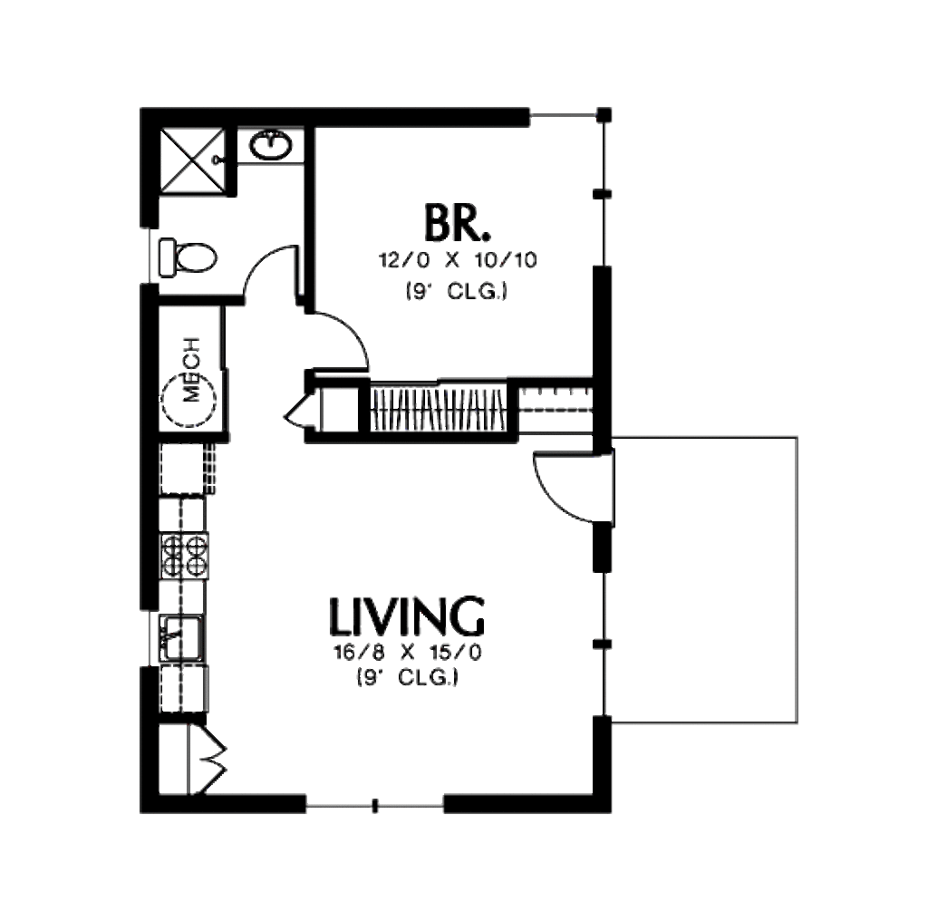 Modern Style House Plan 1 Beds