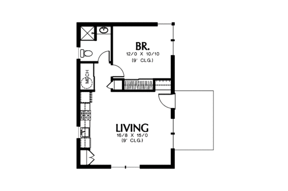 Floor Plan - Main Floor for Modern House Plan #48-473 - 1 bed, 1 bath