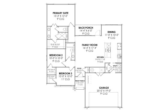 Floor Plan - Main Floor for Traditional House Plan #1096-119 - 3 bed, 2 bath