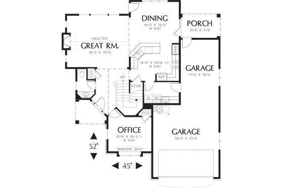 Floor Plan - Main Floor for Craftsman House Plan #48-118 - 3 bed, 2.5 bath