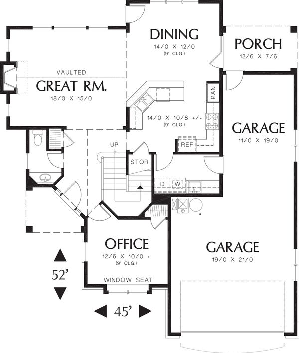 Home Plan - Craftsman Floor Plan - Main Floor Plan #48-118