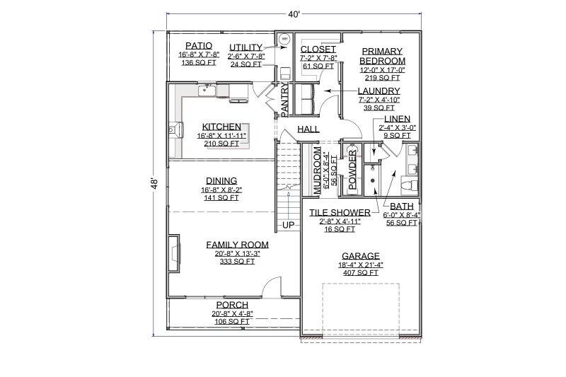 Home Plan - Floor Plan - Main Floor for Craftsman House Plan #1116-4 - 3 bed, 2.5 bath