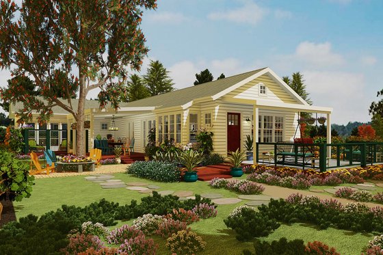Exterior - Front Elevation for Country House Plan #917-43 - 2 bed, 3 bath