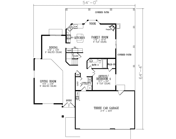 Adobe / Southwestern Floor Plan - Main Floor Plan #1-572