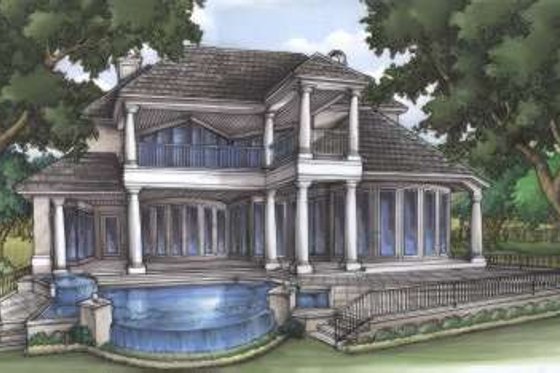 Exterior - Front Elevation for Southern House Plan #115-173 - 5 bed, 6.5 bath