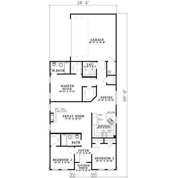 Architectural House Design - Southern Floor Plan - Main Floor Plan #17-439