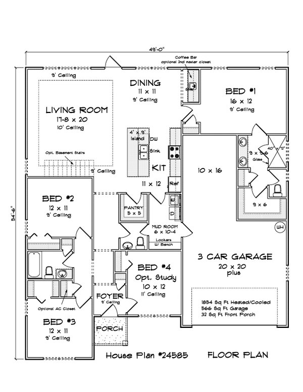 House Blueprint - Cottage Floor Plan - Main Floor Plan #513-2378