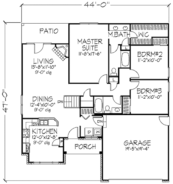 House Plan Design - Traditional Floor Plan - Main Floor Plan #320-408