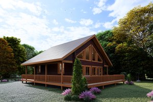 Exterior - Rear Elevation for Log House Plan #1060-413 - 1 bed, 2 bath