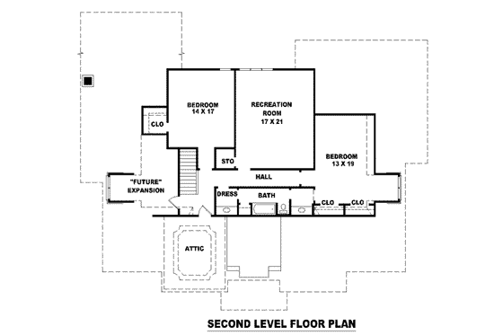 Floor Plan - Upper Floor for Southern House Plan #81-1353 - 5 bed, 3.5 bath