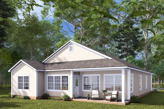 Exterior - Rear Elevation for Cottage House Plan #513-2276 - 3 bed, 2 bath