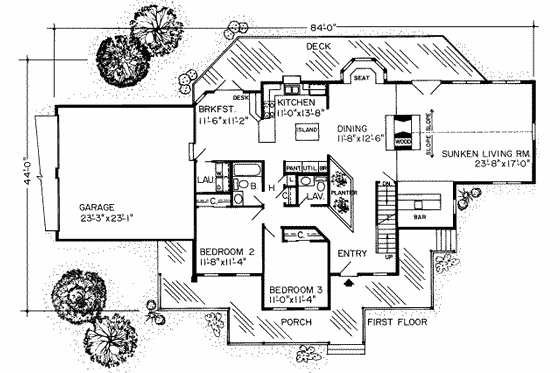 Floor Plan - Main Floor for Country House Plan #312-181 - 3 bed, 2.5 bath