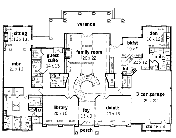 House Plan Design - European Floor Plan - Main Floor Plan #45-180