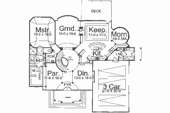 Floor Plan - Main Floor for European House Plan #119-133 - 4 bed, 3.5 bath