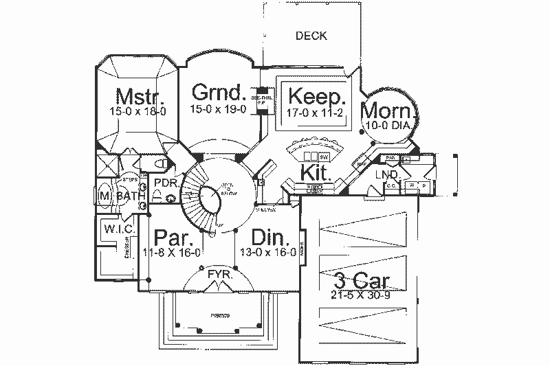 House Blueprint - Floor Plan - Main Floor for European House Plan #119-133 - 4 bed, 3.5 bath