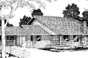 Log Exterior - Front Elevation Plan #124-314