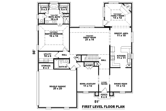 Floor Plan - Main Floor for European House Plan #81-973 - 3 bed, 3 bath