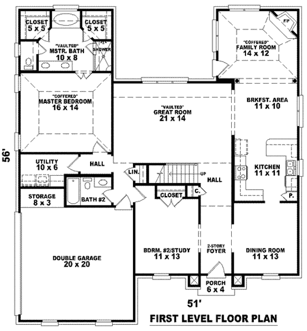 Floor Plan - Main Floor for European House Plan #81-973 - 3 bed, 3 bath