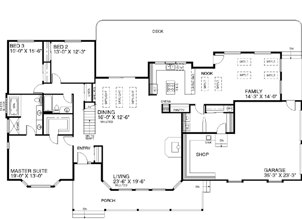 House Design - Ranch Floor Plan - Main Floor Plan #60-196
