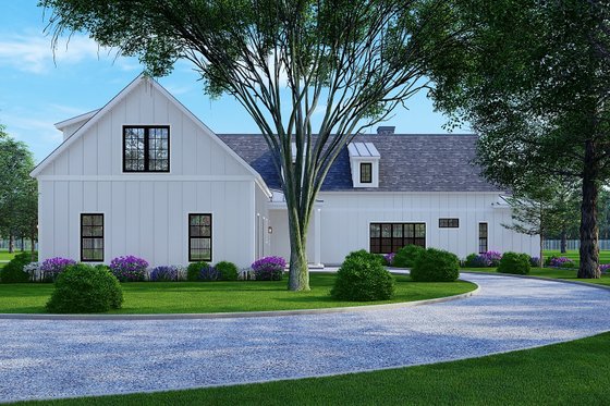 Exterior - Rear Elevation 1 for Ranch House Plan #54-400 - 3 bed, 3.5 bath