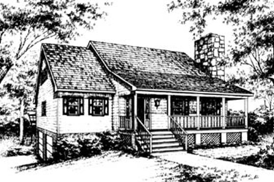 Exterior - Front Elevation for Country House Plan #10-229 - 3 bed, 2 bath