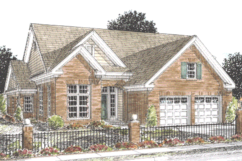 Dream House Plan - Exterior - Front Elevation 4 for Traditional House Plan #20-1418 - 3 bed, 2 bath