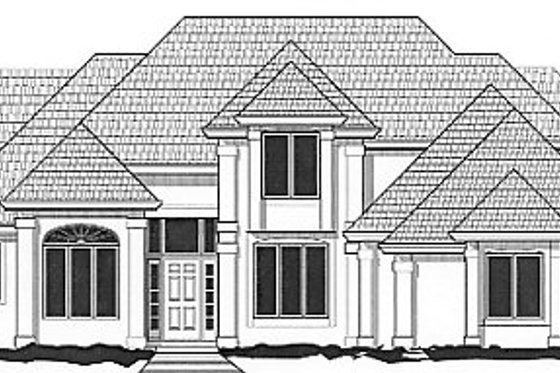 Exterior - Front Elevation for European House Plan #67-707 - 4 bed, 3 bath