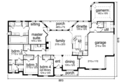 European Style House Plan - 4 Beds 2.5 Baths 3108 Sq/Ft Plan #84-464 