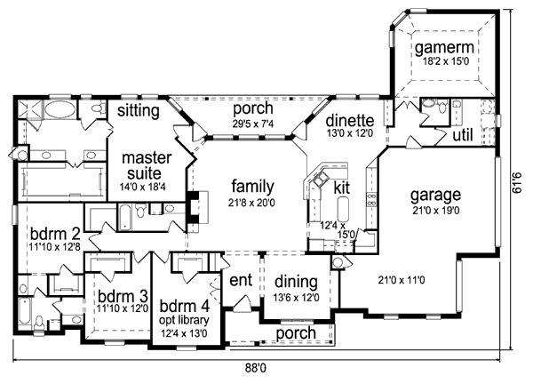 House Plan Design - European Floor Plan - Main Floor Plan #84-464