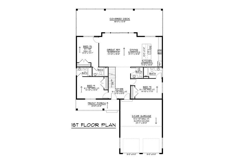 House Blueprint - Floor Plan - Main Floor for Contemporary House Plan #1064-449 - 3 bed, 3.5 bath