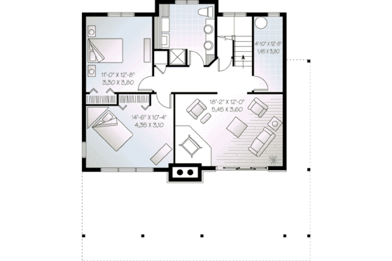 Floor Plan - Lower Floor House Plan #23-597 - 3 bed, 2 bath